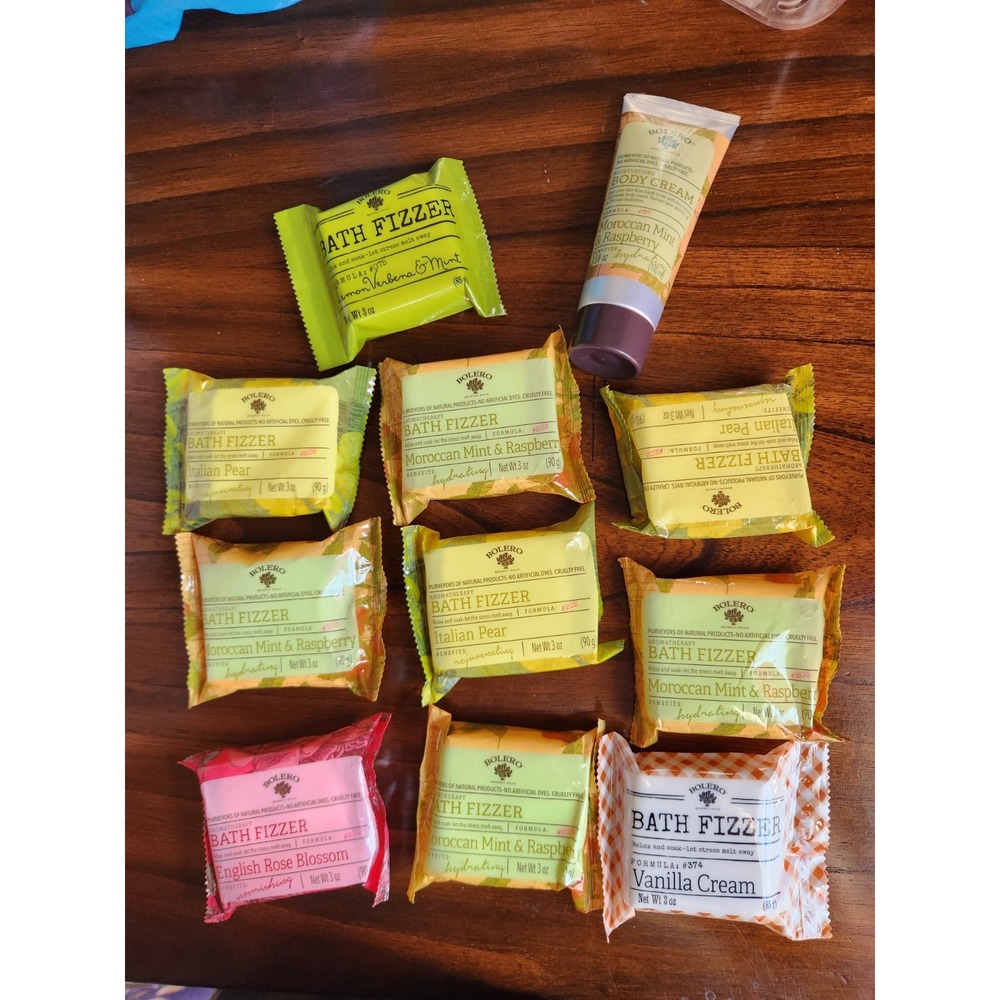 Bolero Beverly Hills Bath Fizzers & Body Cream Bundle - 11-Piece Gift Set. New